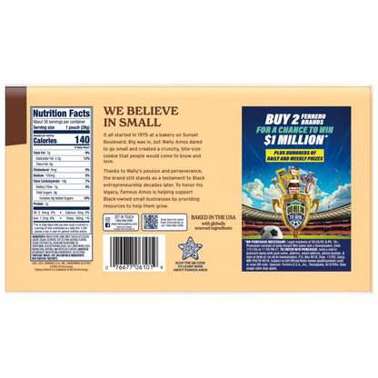 Famous Amos Classic Chocolate Chip Cookies, Bite-size cookies, Sweet Treats, 30 Pack Box, 1 oz Bag