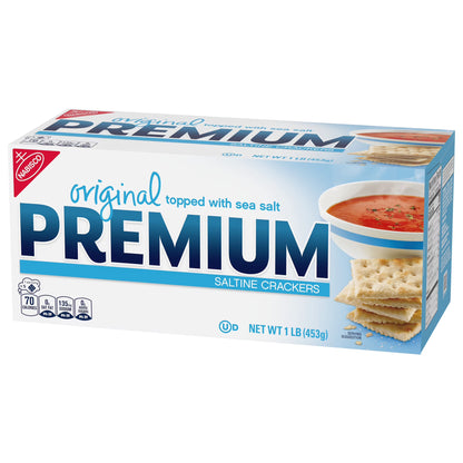 (3 pack) Premium Original Saltine Crackers, Lunch Snacks, 16 oz