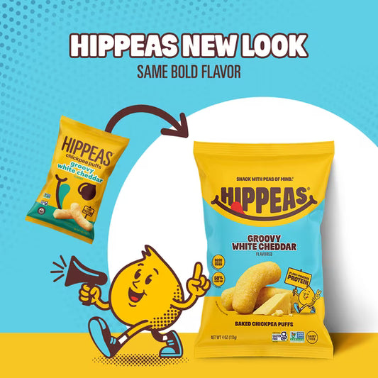 HIPPEAS Chickpea Puffs, Groovy White Cheddar, Gluten Free, Dairy Free, 4g Protein, 4 oz