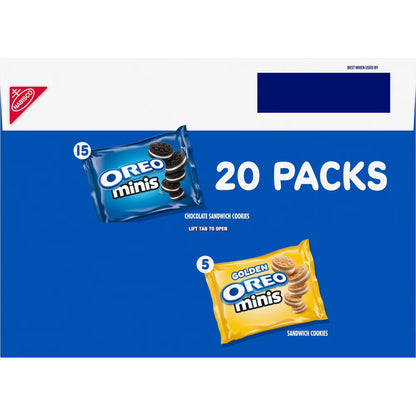 OREO Minis Sandwich Cookies Variety Pack, Original Creme and Golden OREO, 20 Snack Packs