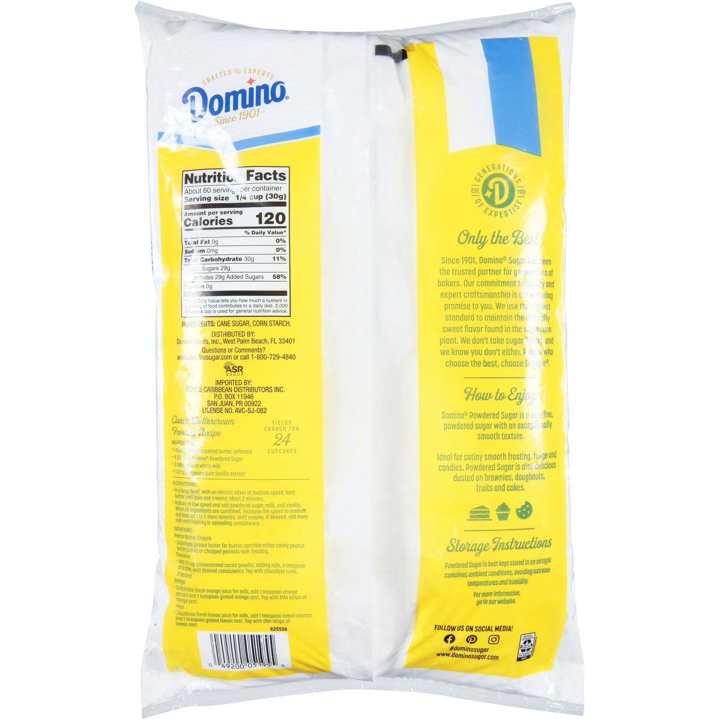 Domino Confectioners Sugar, Pure Cane, 10x Powdered, Allergen-Free, 4 lb (1.81 kg), Plastic Bag