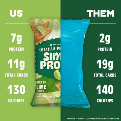 Simply Protein Restaurant Style Tortilla Chips, Hint of Lime, 7g Protein, Gluten Free, 1 pack, 4.58 oz