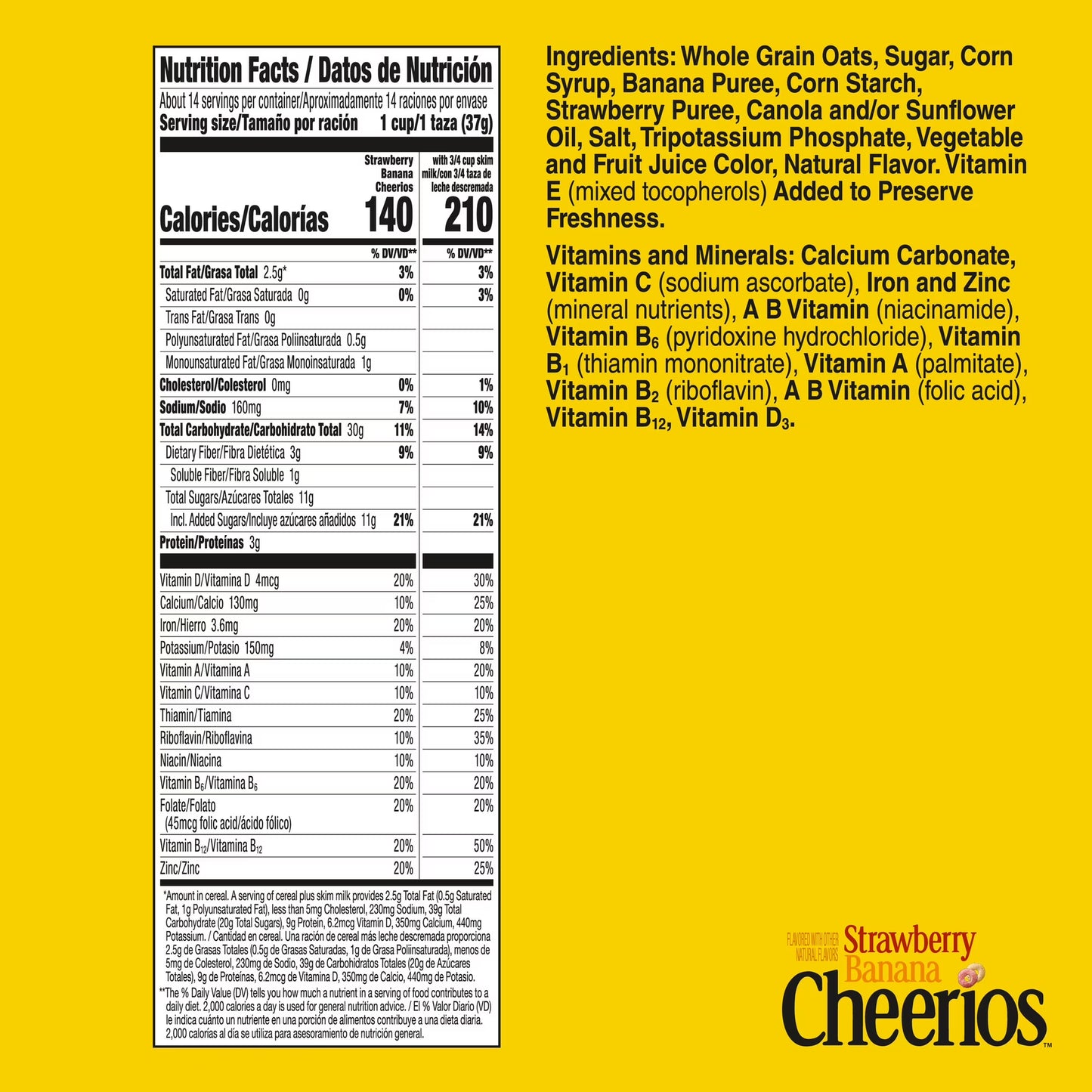 Strawberry Banana Cheerios, Heart Healthy Gluten Free Breakfast Cereal, Family Size, 19 oz