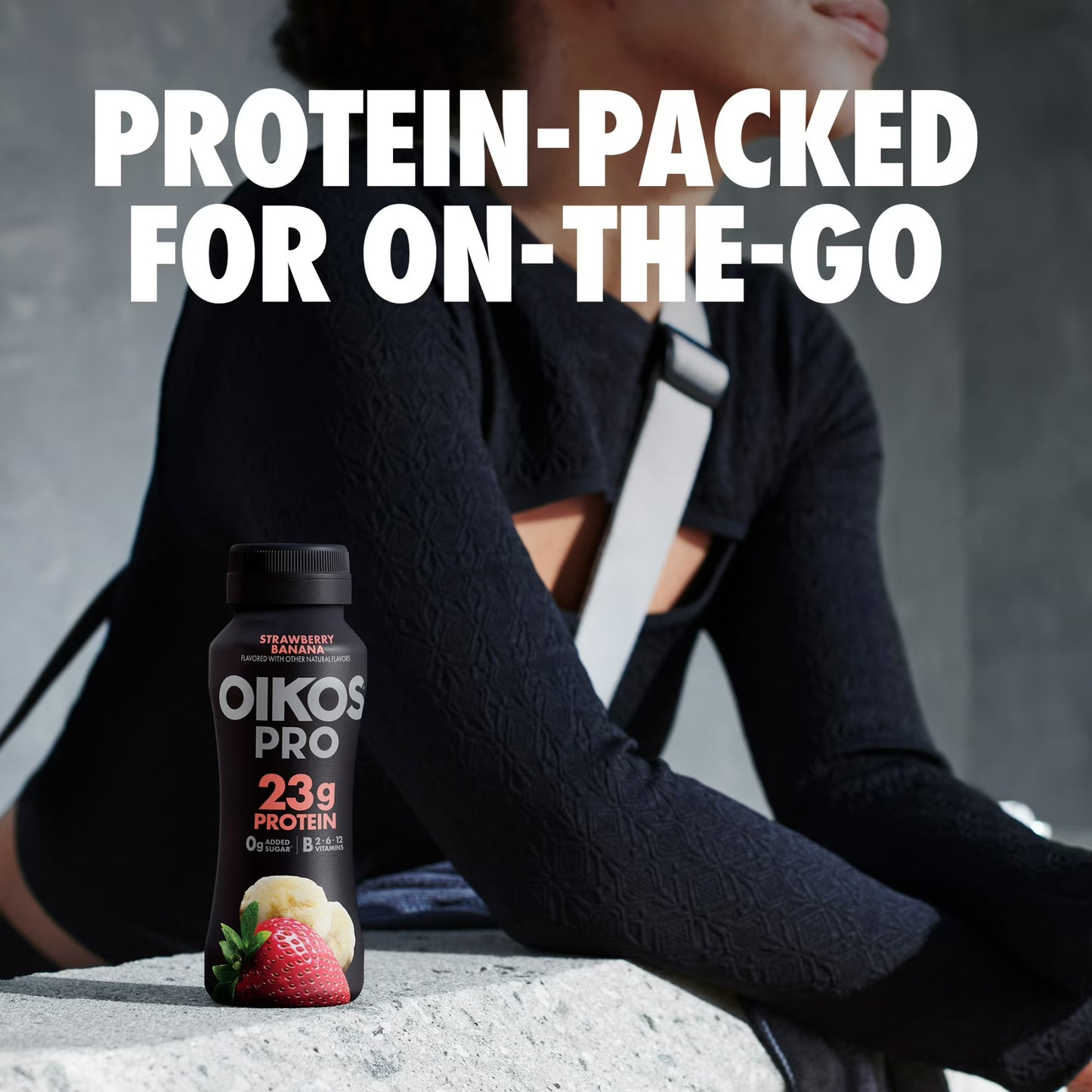 Oikos Pro 23g Protein, Strawberry Banana Cultured Dairy Drink Bottle, 7 fl oz