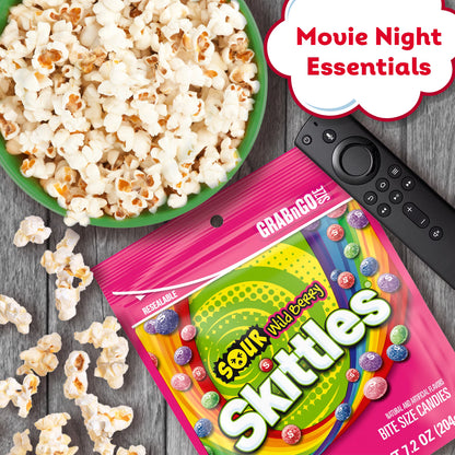 Skittles Sours Wild Berry Chewy Candy, Grab N Go - 7.2 oz Bag