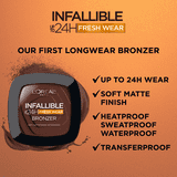 L'Oreal Paris Infallible Up to 24H Fresh Wear Soft Matte Bronzer, 250 Light, 0.31 oz