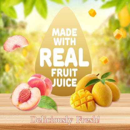 AMOS 4D Gummy Golden Fish Peach & Mango Candy, Made with Real Fruit Juice 2.29 oz (Pack of 4)