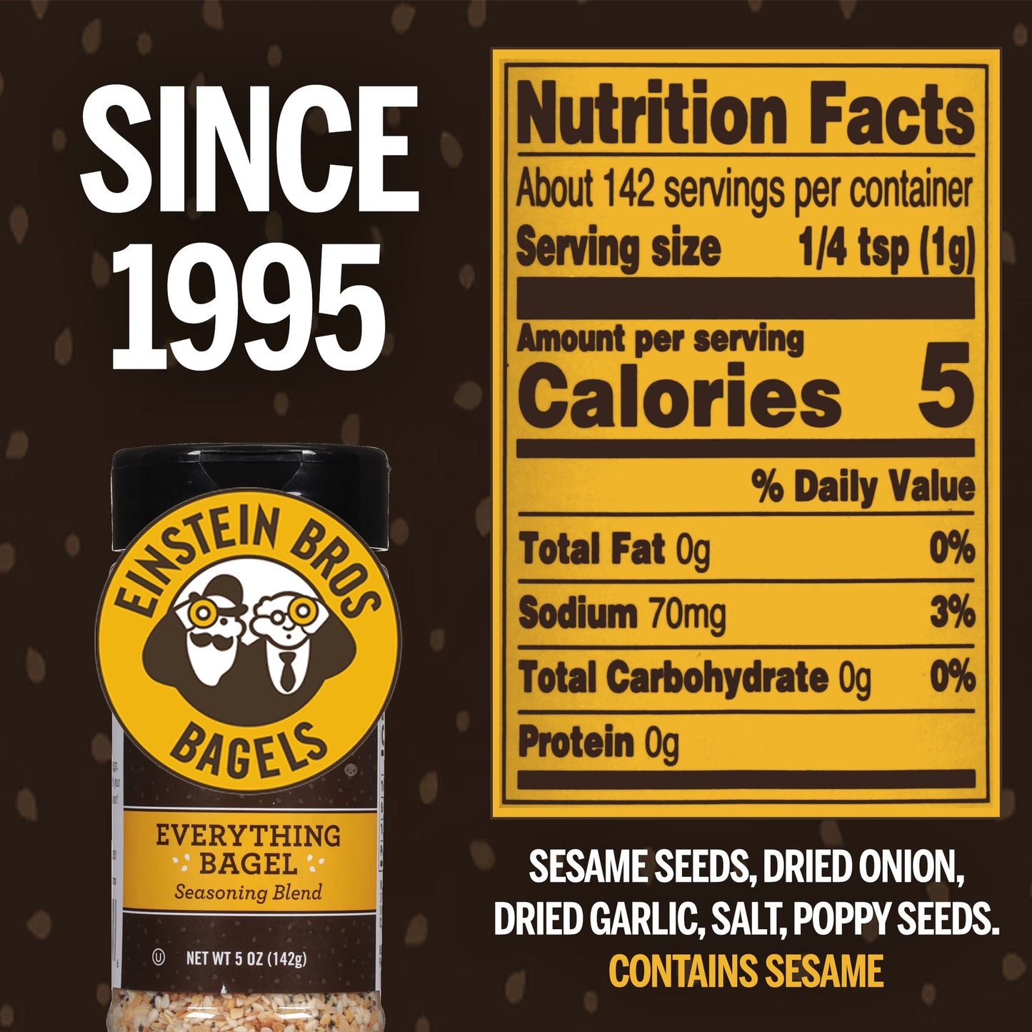 Einstein Bros Everything Bagel Seasoning Blend, Kosher, 5 oz