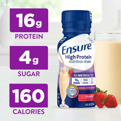 Ensure High Protein Nutrition Shake, Strawberry, 8 fl oz, 6 Count
