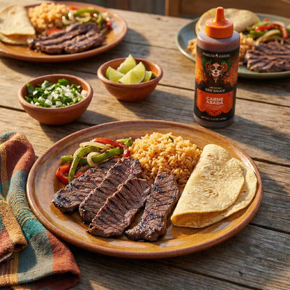 Spanglish Asadero Carne Asada BBQ Sauce for Beef, Pork, and Chicken, 14.8 oz Bottle