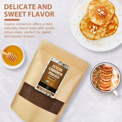 Soeos Organic Ceylon Cinnamon Powder, Grade 1, 2 oz (56g), Pure Ground Cinnamon from Sri Lanka, Perfect for Baking, Cooking and Beverages