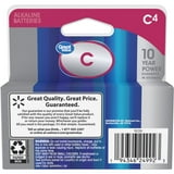 Great Value Alkaline C Batteries, 4 Count (Plastic Free Packaging)
