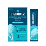 (2 pack) Liquid I.V. Blue Cotton Candy Hydration Multiplier Powdered Electrolyte Drink Mix, 6 Count Packets