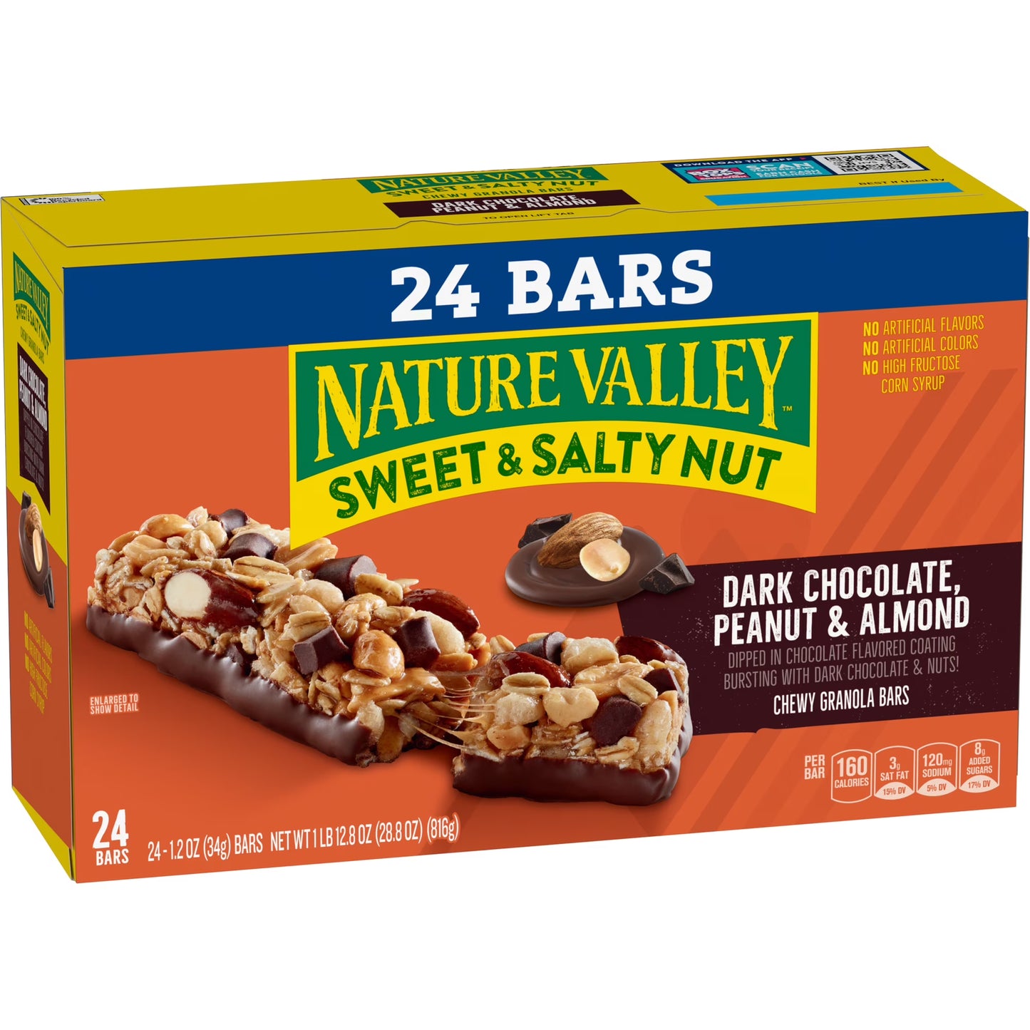 Nature Valley Sweet and Salty Nut Bars, Dark Chocolate Peanut Almond, 24 Bars, 28.8 oz