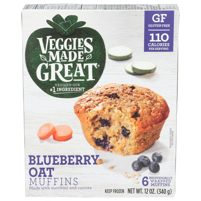 Veggies Made Great Blueberry Oat Muffin, 12oz, 6ct Box (Frozen)