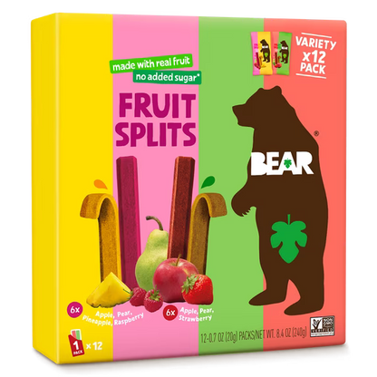 BEAR Fruit Splits Variety Pack 8.4oz, 12ct, Non GMO, Vegan