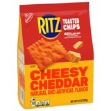 (3 pack) RITZ Toasted Chips Cheddar Crackers, Party Snacks, 8.1 oz