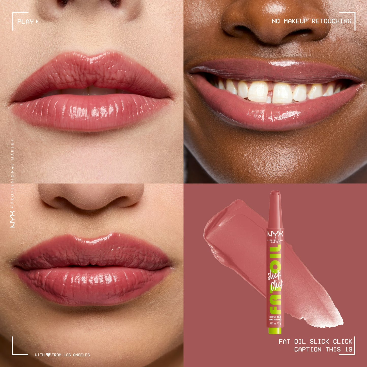 NYX Professional Makeup Fat Oil Slick Click Hydrating Tinted Lip Gloss with Lightweight Hydration, Caption This, 0.07 oz
