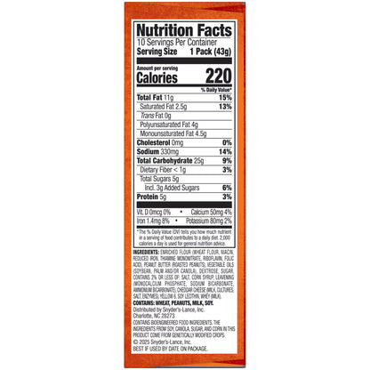 Lance ToastChee Peanut Butter, 10 Count 1.52 oz