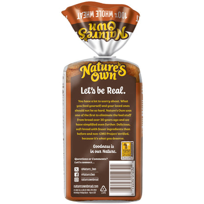 Nature's Own 100% Whole Wheat, Non-GMO Small Loaf Bread, Sandwich Bread, 12 oz Loaf