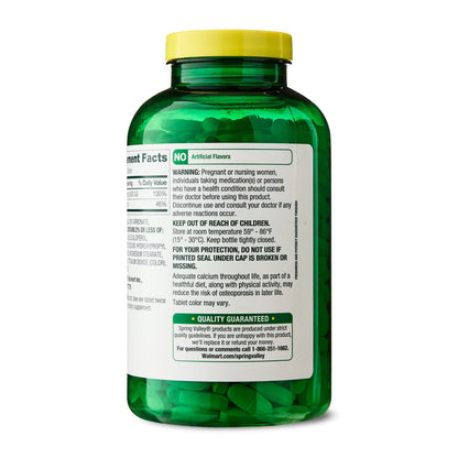 Spring Valley Calcium Plus Vitamin D Tablets, 600 mg, 500 Count, Bone & Joint Health Dietary Supplement, Value Size