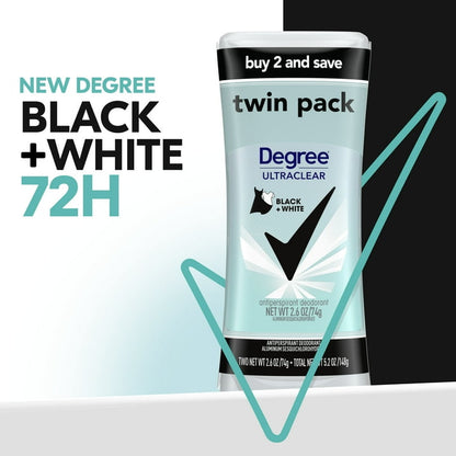 (2 pack) Degree Ultra Clear Long Lasting Women's Antiperspirant Deodorant Stick Twin Pack, Fresh, 2.6 oz