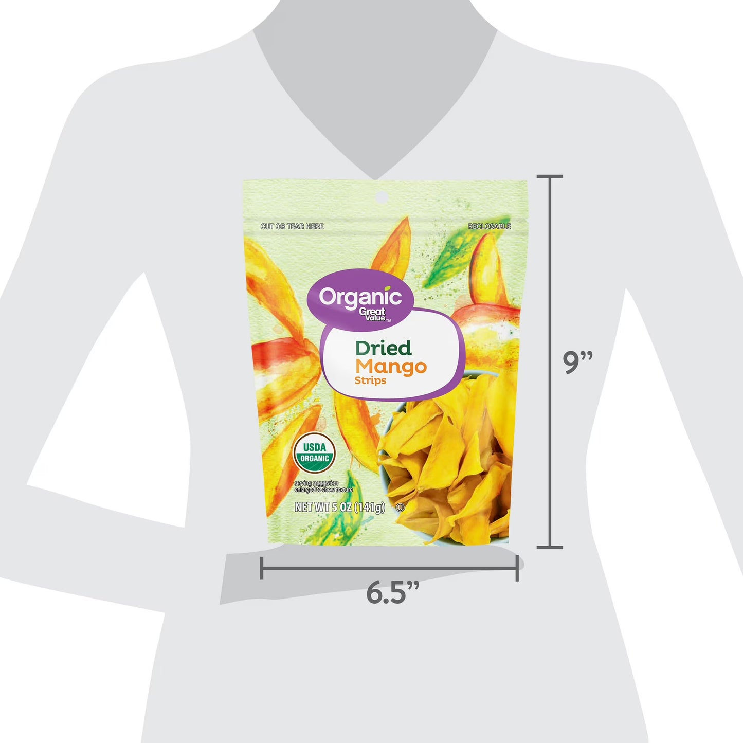 (3 pack) Great Value Organic Dried Mango Strips, 5 oz