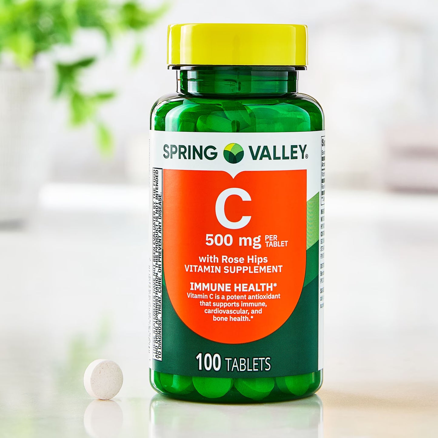 (3 pack) Spring Valley Vitamin C with Rose Hips, 500 mg, 100 Count, Dietary Supplement Tablets for Immune Health