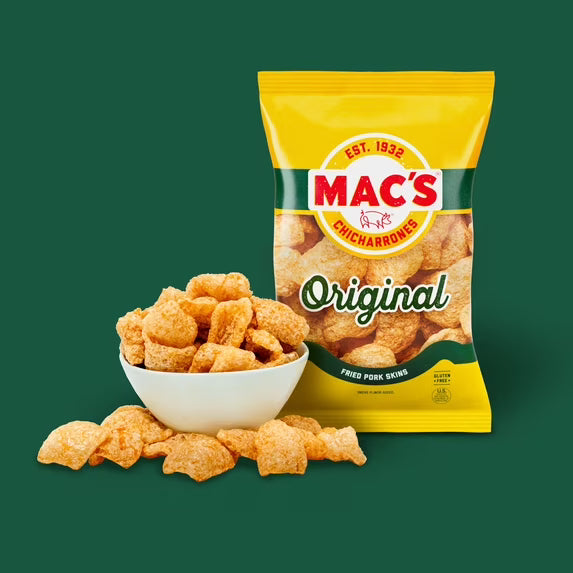 Mac's Original Chicharrones Pork Rinds, Pork Skins, 4 oz Bag