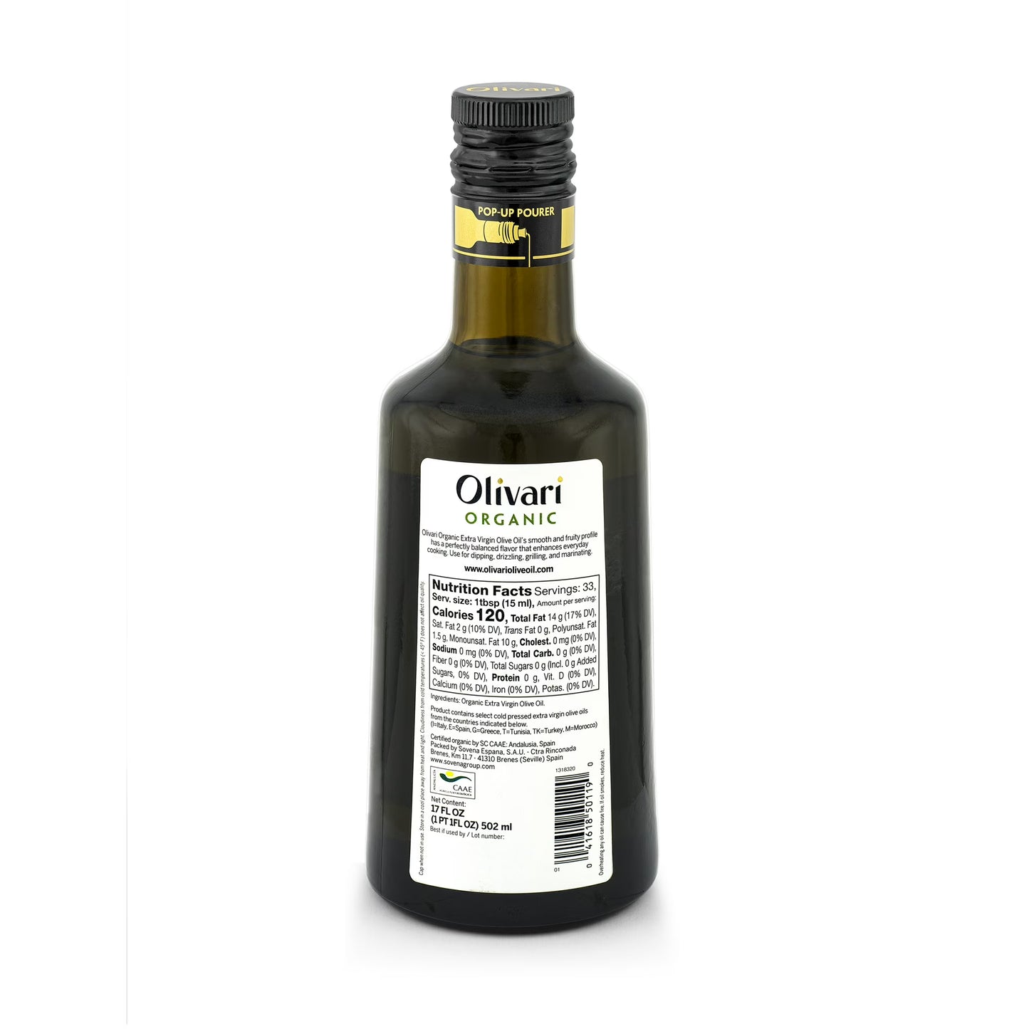 (2 pack) Olivari Organic Extra Virgin Olive Oil, 17 fl oz Glass Bottle