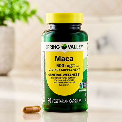 (2 pack) Spring Valley Maca Dietary Supplement Vegetarian Capsules for General Wellness, 500 mg, 90 Count