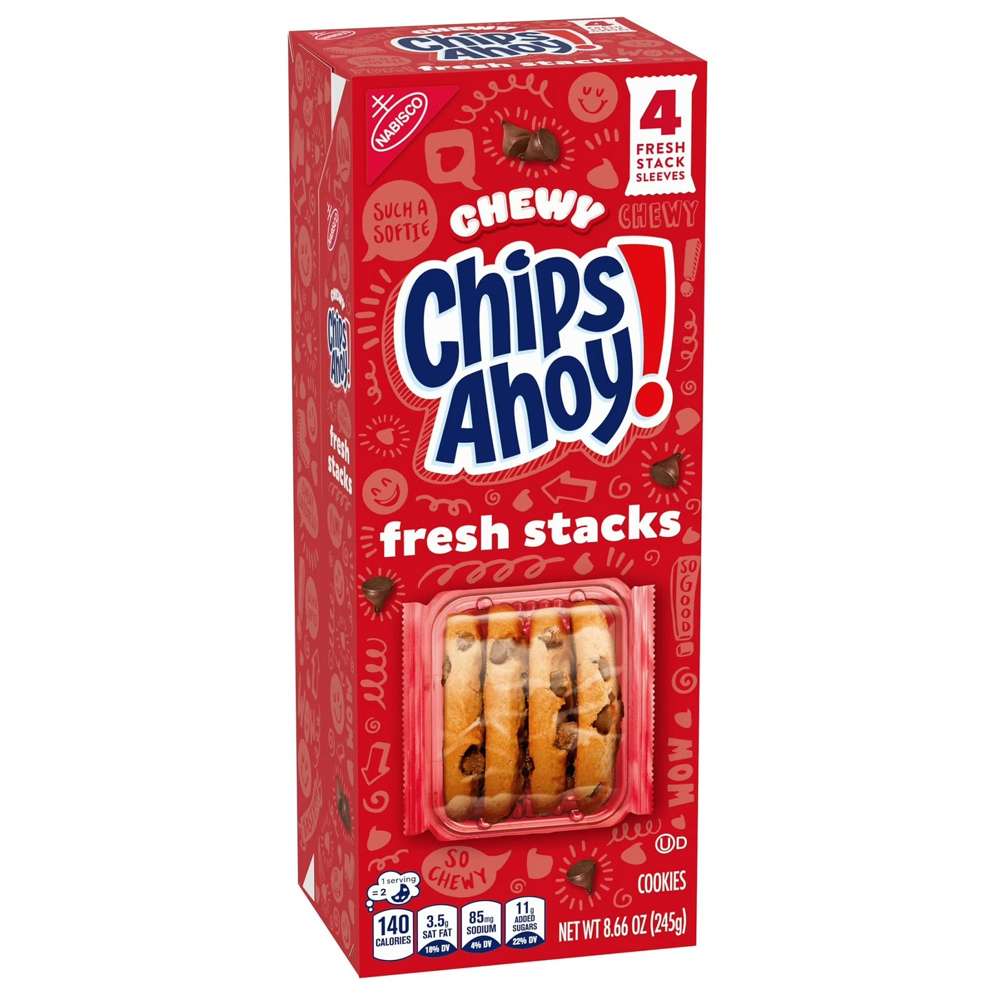 CHIPS AHOY! Fresh Stacks Chewy Fudgy Chocolate Chip Cookies, 8.66 oz (4 Multi Snack Packs)