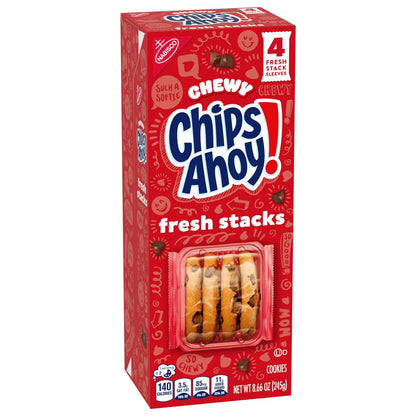 CHIPS AHOY! Fresh Stacks Chewy Fudgy Chocolate Chip Cookies, 8.66 oz (4 Multi Snack Packs)