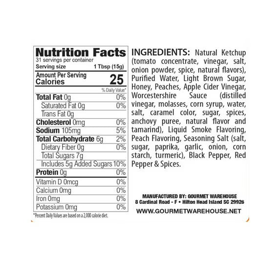 Gourmet Warehouse Smoky Peach Barbecue Sauce, 16 Fl Ozs, 2 Pack