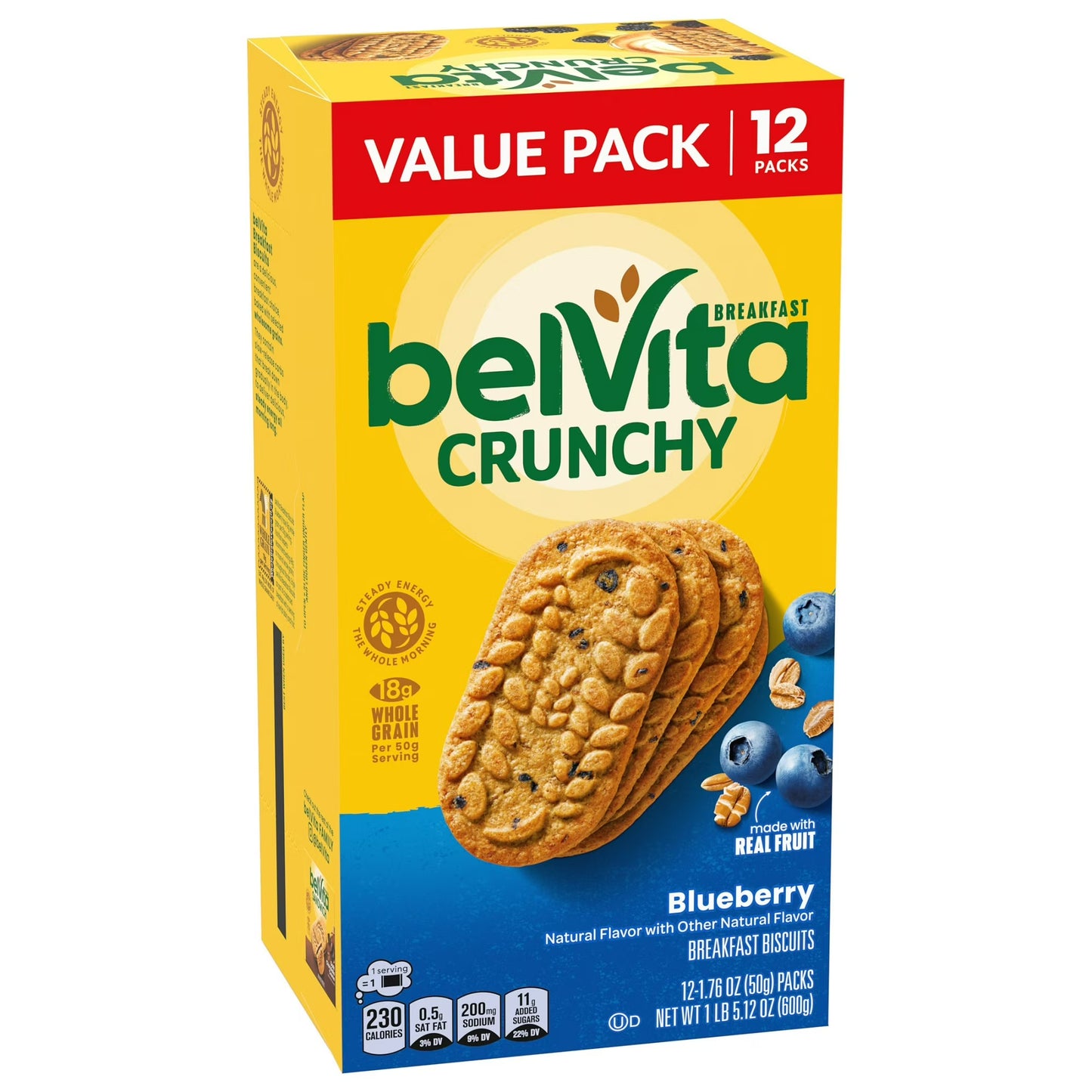 (6 pack) belVita Breakfast Bars Biscuits, Blueberry, Value Pack, 12 Packs (4 Biscuits Per Pack)