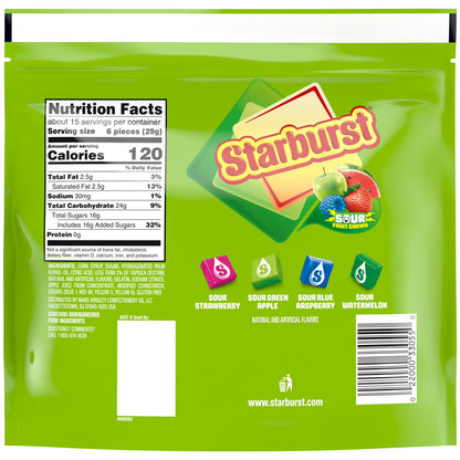 Starburst Sour Fruit Chews Chewy Candy, Sharing Size - 15.6 oz Resealable Bag