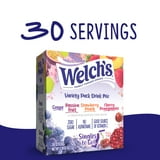 Welch's Zero Sugar Variety Pack Singles to Go Powdered Drink Mix, Grape, Passion Fruit, Strawberry Peach, Cherry Pomegranate, 30 Count Packets