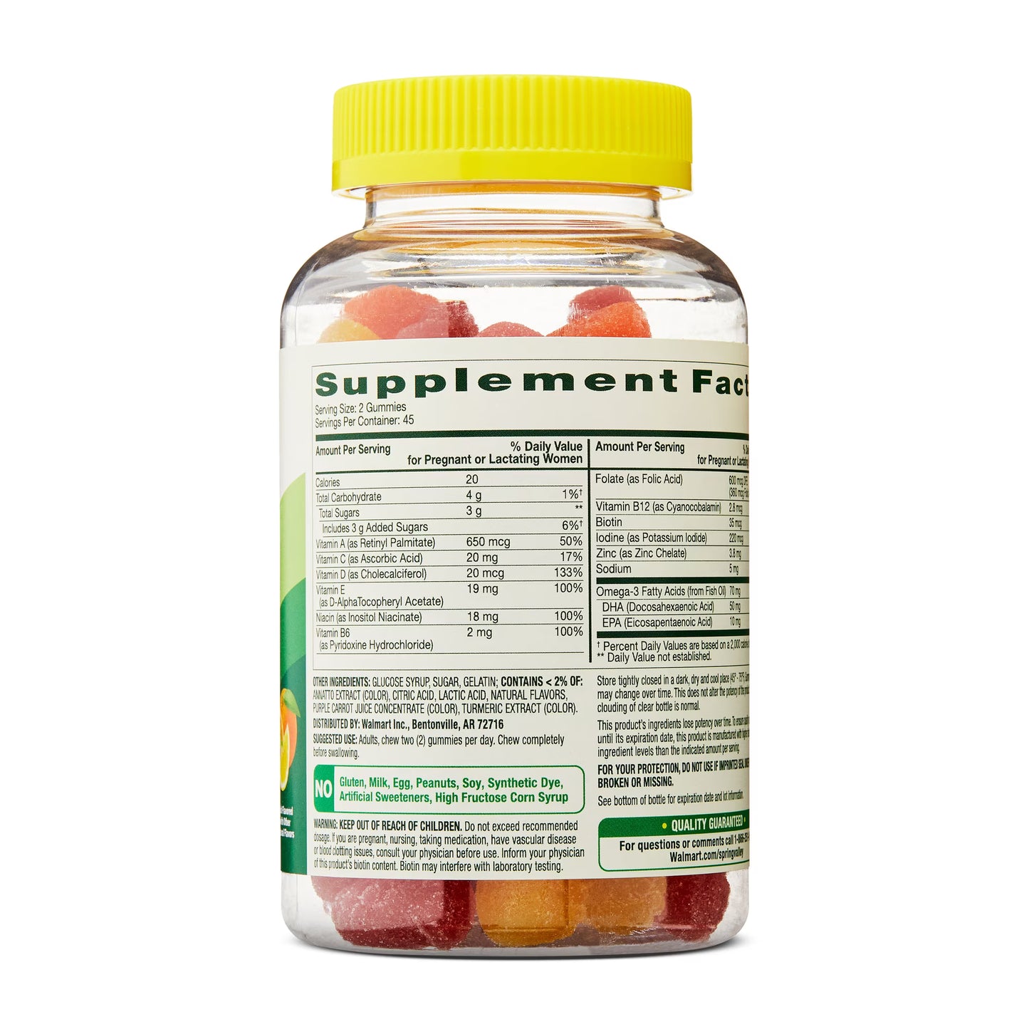 Spring Valley Prenatal Multivitamin Gummies with DHA and Folic Acid, 90 Count