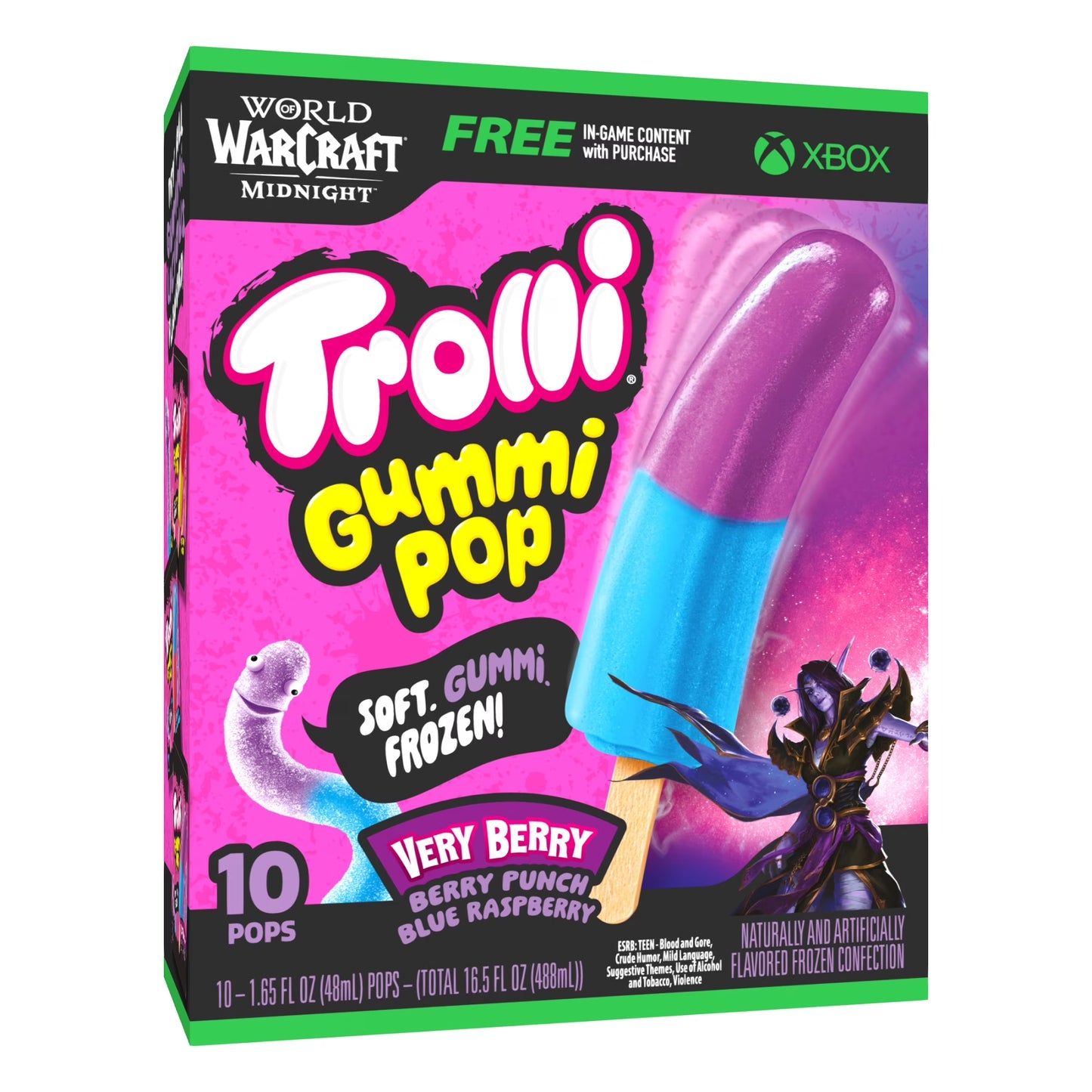 Trolli Frozen Gummi Pops Sour Gummy Candy Frozen Snacks, Very Berry, 10 count