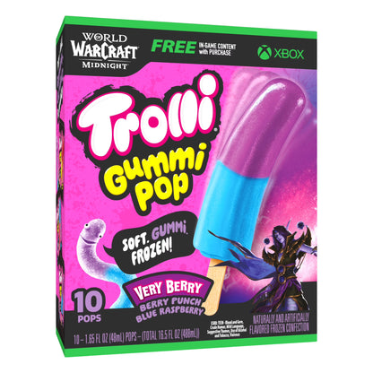 Trolli Frozen Gummi Pops Sour Gummy Candy Frozen Snacks, Very Berry, 10 count