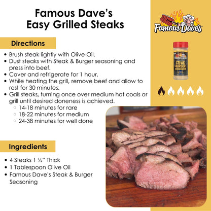 Famous Dave's Steak & Burger Seasoning 8.25 oz