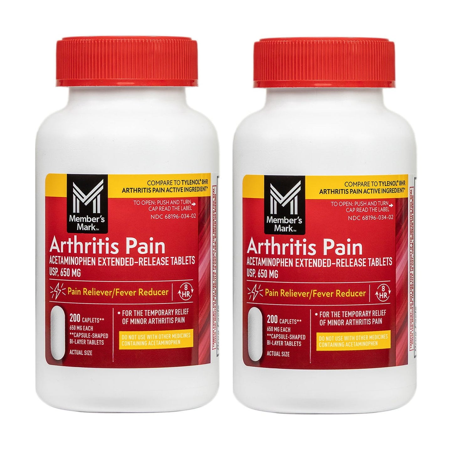 Member's Mark Arthritis Pain Extended Release Tablets, 650 mg Acetaminophen, 200 ct./pk., 2 pk.