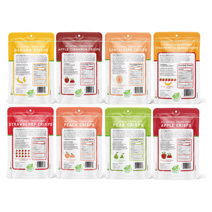 Nature's Turn Freeze-Dried Fruit Crisps Sampler Variety Pack, No Added Sugar, Healthy Natural Fruit Crisp Snack for School Lunch, 8 Pack (0.53 oz Each)