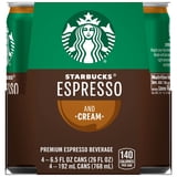 Starbucks Espresso & Cream Premium Espresso Beverage, 6.5 fl oz, 4 count