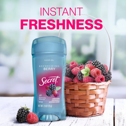 Secret Fresh Clear Gel Antiperspirant and Deodorant, Berry, 3 x 2.6oz