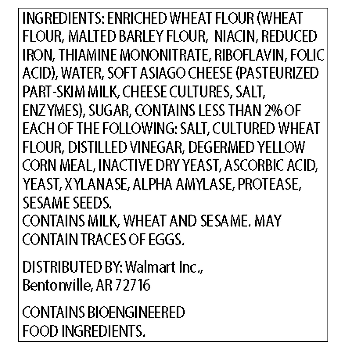 Marketside Fresh Asiago Cheese Bagels, Wheat and Barley Flour, Shelf-Stable, 22.8 oz, 6 Count