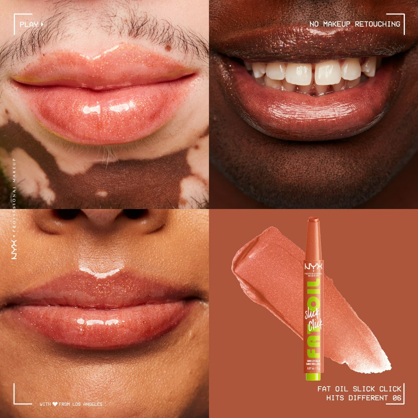 NYX Professional Makeup Fat Oil Slick Click Hydrating Tinted Lip Gloss with Lightweight Hydration, Hits Different, 0.07 oz