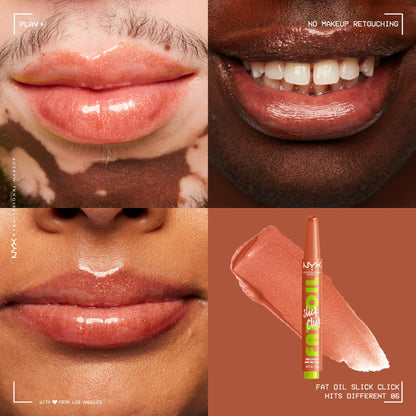 NYX Professional Makeup Fat Oil Slick Click Hydrating Tinted Lip Gloss with Lightweight Hydration, Hits Different, 0.07 oz