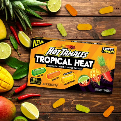 HOT TAMALES Tropical Heat Chewy Candy, 4.25 ounce Theater Box