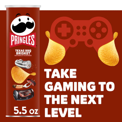 Pringles Texas BBQ Brisket Potato Chips Crisps, Lunch Snacks, 5.5 oz Canister